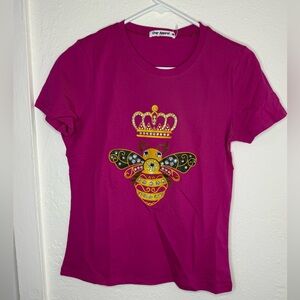 Shirt Women’s Size Medium Purple Color Round Neck Short Sleeve Brand Over Appare